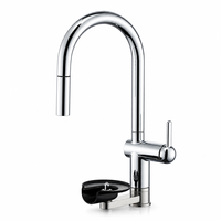 Keran Dapur Modern dengan Pembersih Gelas Terintegrasi, Tuas Tunggal, Krom, Baja Tahan Karat 304, Keran Mixer Wastafel Dapur OEM ODM Cup