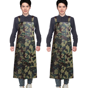 Pvc <b>Waterproof</b> <b>Apron</b> Green Camouflage Double Shoulder Straps Oil Resistant Kitchen Cooking Use - Product Image 2
