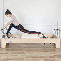 Lit de Pilates Réformateur en Bois de Noyer, Design Classique Réglable, Studio de Pilates Commercial, Santé, Tout-en-Un, Gym, Soulagement des Douleurs Dorsales