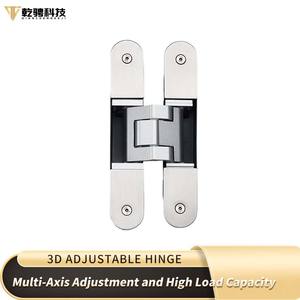 Петля скрытого монтажа из цинкового сплава, грузоподъемность 120 кг, размер 34*246 мм, толщина 10 мм, 3D-регулировка, угол открывания 180°, с доводчиком для дверей - Product Image 6