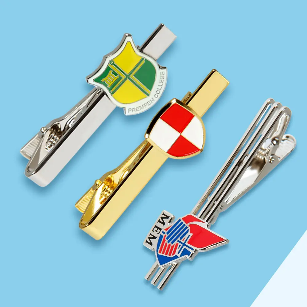 Personalisasikan Set pin klip dasi Logo, penjepit dasi, pin dasi