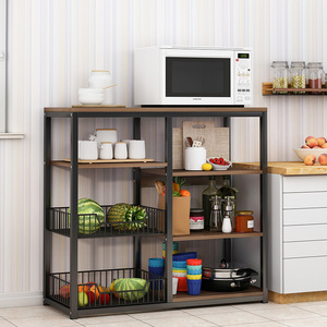 Multi Tier Kitchen Storage Rack With Microwave Shelf And Condiment Organizer Space Saving Design For Kitchen Organization - Product Image 3