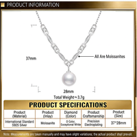 Collier pendentif perle en argent sterling S925 avec chaîne à maillons en moissanite, bijoux de luxe légers pour femme, parure de bijoux en pierres précieuses