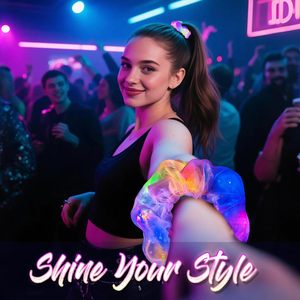 LED Satin Hair <b>Scrunchies</b> Light up Elastic Hair Bands for Women & Girls-Halloween Christmas Chinese New Year Graduation Parties - Product Image 5
