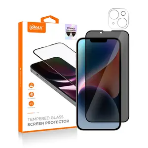 Vmax For IPhone 14 Pro Max Case Friendly Anti Spy Private Tempered Glass Screen Film + Full Cover Camera Lens Protector