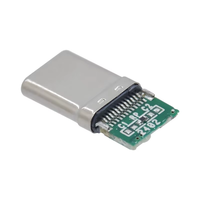 Conector USB 2.0 Tipo C Macho de 24 Pines BTRE, 30V DC 3A, Resistencia de 56K, 2p 4 Núcleos, para Cable de Carga QC