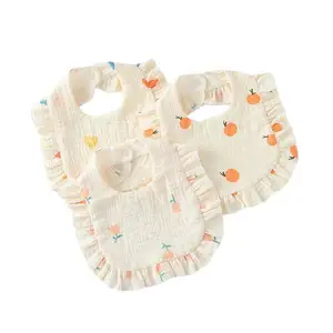 Mousseline Slabbetjes Baby Bandana Kwijlen Slabbetjes 100% Katoen Unisex Jongens Meisjes Snap Mousseline Katoenen Slabbetjes Voor Tandjes Kwijlen Met Ruches