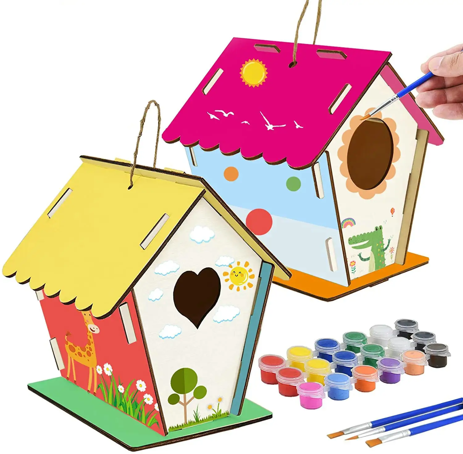 Набор домиков для птиц премиум-класса, детский деревянный подвесной домик «сделай сам», для легкой сборки, для начинающих деревообработку, краски