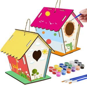 Premium Diy Birdhouse Kit Voor Kinderen Om Eenvoudig Te Bouwen Om Kinderen Hangende Houten Vogelhuisje Te Maken Beginnend Houtbewerkingsset En Verf - Product Image 1