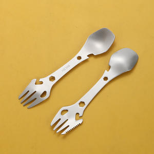 Outdoor Stainless Steel Spoon Fork Multifunctional Camping Utensil With Bottle Opener Portable <b>Cutlery</b> For Hiking <b>Travel</b> - Product Image 5