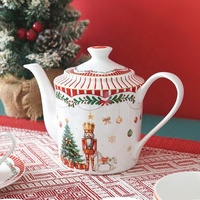 Set Peralatan Makan Keramik Beruang Teddy Natal Prancis, Set Piring, Mangkuk & Cangkir untuk Hiasan Meja Perayaan.