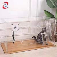 Acrylique hamster cage pour animaux de compagnie moderne chien maison acrylique chat maison clair intérieur chien maison avec porte pour la plupart des petits chiens chats animaux de compagnie