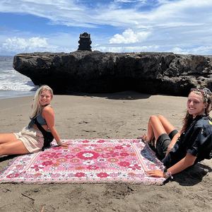 Vente chaude fleurs colorées tapis tissés de couleur personnalisée avec glands tapisserie jeter des couvertures pour camping plage en plein air - Product Image 2