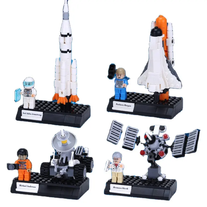 WANGE1801-1804クリエイティブ航空宇宙宇宙船シリーズビルディングブロックロケット宇宙船月面車両衛星教育玩具