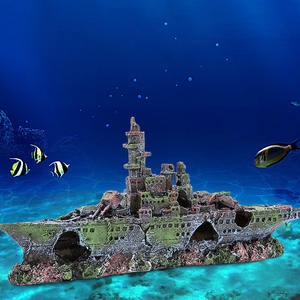 Decorazioni per Acquario a Forma di Nave, Ornamenti per Paesaggistica, Nave Affondata, Decorazione per Acquario, Grotta e Nave in Distress - Product Image 4
