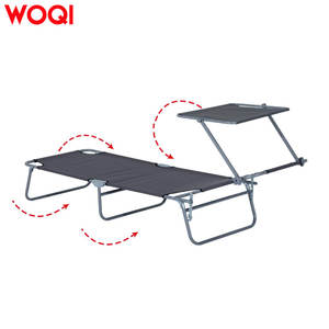 เก้าอี้พับเอนนอนกลางแจ้ง Woqi พร้อมโต๊ะ ขนาด 190x58x28 ซม. ปรับได้ ใช้สำหรับชายหาด ตั้งแคมป์ หรือใช้เป็นเตียง - Product Image 3