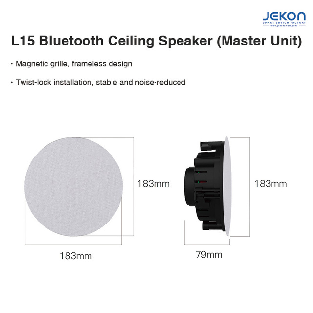 Jekon L15 Frameless  Ceiling Speaker with Magnetic Grille and Noise Reduced Design