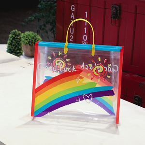 Bolsa de Compras de PVC con Asa Larga, Arcoíris, para Tiendas de Ropa, Embalaje de Regalos Universal, Color Personalizado - Product Image 3