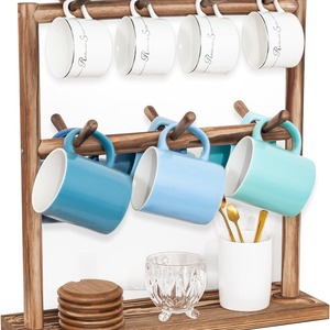 Solid Wood Mug Rack Double Sided Hook Coffee Cup Holder Retro Multi Layer Drain Rack For <b>Kitchen</b> Use - Product Image 5