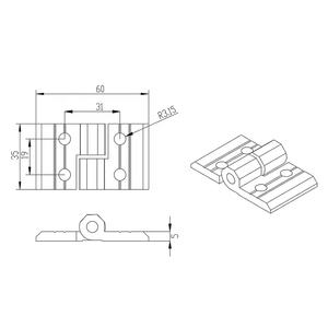 ROHS CNC 30GR Black Anodizing Standard <strong>Hinge</strong> for Aluminum Extrusion Profile 30-40-3040 <strong>Hinge</strong> Connector #3127 - Product Image 3