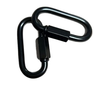 Mousqueton ovale noir en acier au carbone électrophoretique, taille n° 4 à n° 12, usage universel - Product Image 3