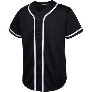 Maillot de baseball Ealer pour homme, manches courtes, coupe classique, chemise de sport noire boutonnée avec bordure blanche pour le baseball et les occasions décontractées - Product Image 4
