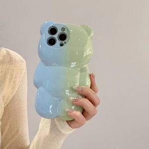 Blu lucido <span class=keywords><strong>verde</strong></span> impiombato 3D Bear <span class=keywords><strong>iPhone</strong></span> 15 <span class=keywords><strong>Pro</strong></span> <span class=keywords><strong>Max</strong></span> custodia per cellulare Apple 14 Plus antiurto <span class=keywords><strong>11</strong></span> telefono cellulare - Product Image 3