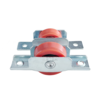 Roulette à gorge en U en nylon rouge pour porte coulissante à roue unique en acier, pour balcon, armoire, garage, portail, fenêtre coulissante