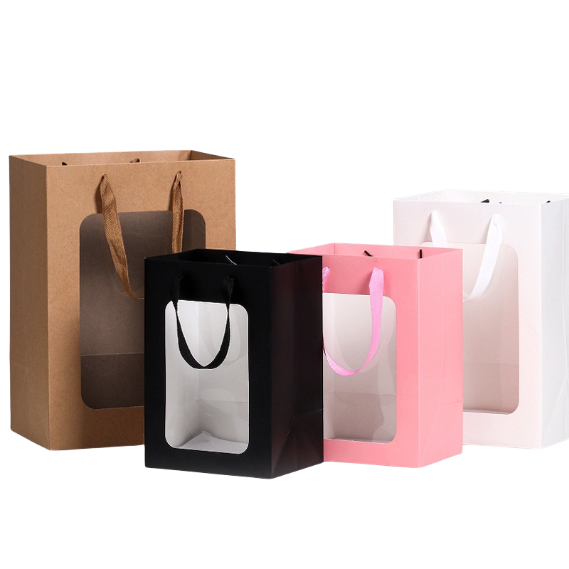 Elegant Compostable Carbon Candy Clothing Packaging Christmas Cardboard Shopping Gift Paper Bags