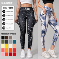 Leggings de yoga personnalisés pour femmes, taille haute, imprimés, avec poches, ultra doux, extensibles dans 4 directions, OEM ODM, logo personnalisé, vente en gros