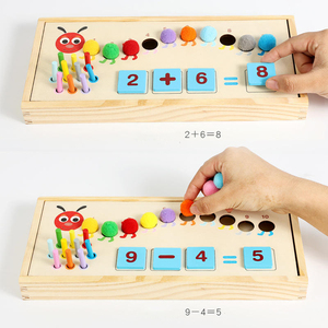 Scatola Educativa in Legno a Forma di <span class=keywords><strong>Bruco</strong></span> per l'Apprendimento dei Colori, Gioco Educativo per Bambini dell'Asilo, <span class=keywords><strong>Giocattolo</strong></span> Matematico per Bambini - Product Image 2