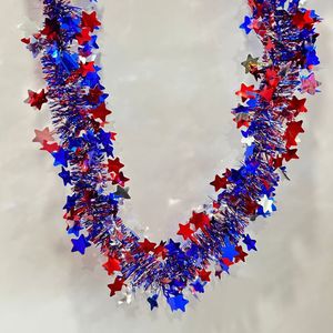 Decorazioni per il Giorno dell'Indipendenza USA, Strisce Colorate Bianco Blu Rosso, Stelle Rotonde in Plastica per Vetrine - Product Image 4