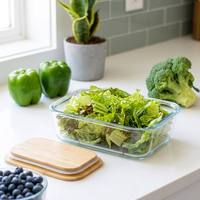 Vtopmart Lot de 5 contenants en verre rectangulaires de 35 oz avec couvercles en bambou, capacité de 1 à 2 L, préparation des repas, stockage des aliments, sans BPA, micro-ondes, lave-vaisselle