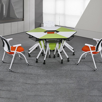 Table de conférence pliante trapézoïdale à roulettes, amovible et détachable, pour salle de formation