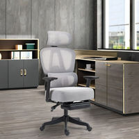 Chaise de bureau ergonomique moderne à dossier haut avec support lombaire, hauteur réglable, accoudoirs relevables, en maille respirante pour usage domestique