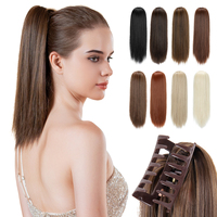 Extensions de cheveux synthétiques en queue de cheval à pince droite, résistantes à la chaleur, postiches volumineuses pour femmes, vente en gros