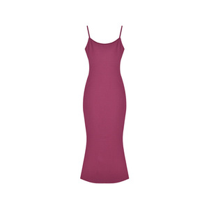 Women's Mid Length <b>Slip</b> <b>Dress</b> <b>Purple</b> Square Neck Bodycon Slit Cocktail <b>Dress</b> - Product Image 5