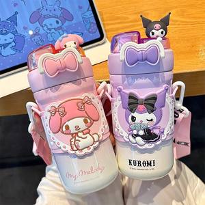 Sanrio Kuromi Children's Insulated <b>Water</b> <b>Bottle</b> 316 Stainless Steel <b>With</b> <b>Straw</b> Portable For Elementary Students - Product Image 4