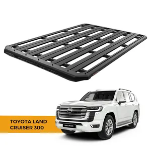 SAN HIMA 4x4 Aluminum Alloy LC300 LC200 LC100 Platform Roof Rack In Built 28inch LED Light Bar For Toyota Land Cruiser