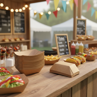 Boîte d'emballage alimentaire jetable écologique en papier kraft auto-élevable pour frites, poulet frit et autres plats.