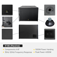 Lsolution K18S Subwoofer simple de 18 pouces, 1000W, son puissant, système audio, haut-parleur de basses pour événements et fêtes en extérieur