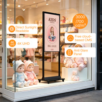 Pantalla LCD de Doble Pantalla con Altura Ajustable, 3000/700 Nits de Alto Brillo, Kiosco de Señalización Digital para Escaparates