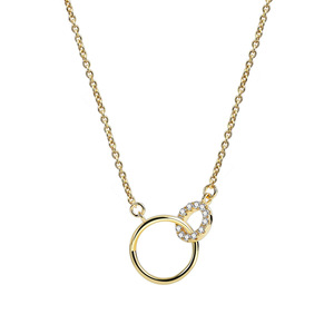 Collier Géométrique Romantique à Double Anneau, Symbole Circulaire Harmonieux, Pendentif Entrelacé, Chaîne de Clavicule Polyvalente - Product Image 1