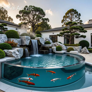 บ่อปลาโคอิทรงครึ่งวงกลมอะคริลิกใส ออกแบบตามสั่งจากโรงงาน บ่อปลาทรงแผงกลางแจ้งทันสมัยหรูหรา - Product Image 1
