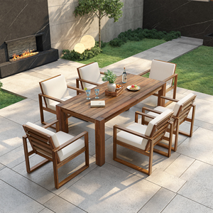 <span class=keywords><strong>Ensemble</strong></span> de table et de chaises de jardin en bois de <span class=keywords><strong>teck</strong></span> avec tissu en maille moderne pour salon, restaurant et cour - Product Image 1