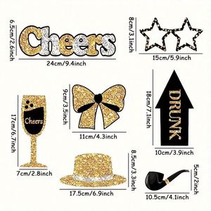 Nuevo Kit de 30 Accesorios para Fotomatón con Diseño de 'Cheers' en Dorado y Negro, Artículos de Fiesta con Brillo Premium para Bodas, Cumpleaños y Despedidas de Soltera - Product Image 4