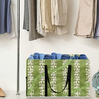 Sac fourre-tout réutilisable en polyester écologique grande capacité avec logo personnalisé Island Life, motif fleur Puakenikeni, idéal comme sac anti-poussière