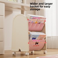 Étagère à livres illustrés de style dessin animé pour enfants, chariot de rangement mobile multi-niveaux pour la maison, pour ranger sacs à dos et articles, durable