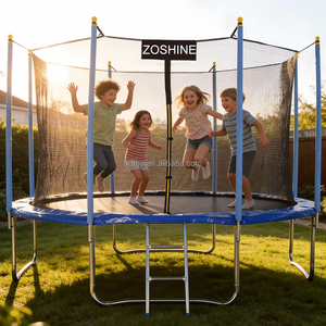 <span class=keywords><strong>Trampoline</strong></span> rond Zoshine de 8 pieds, 10 pieds, 12 pieds, 14 pieds avec filet de sécurité et échelle, tapis de <span class=keywords><strong>protection</strong></span> bleu <span class=keywords><strong>pour</strong></span> enfants, utilisation en extérieur - Product Image 3