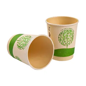 100% Biodegradable Natural PLA Paper Cup Compostable Water Based Coating Plastic-free Paper Cups Paper Cups For Hot Drinks